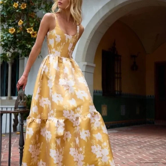 V. Chapman Yellow Floral Maxi Dress - Picture 3 of 4
